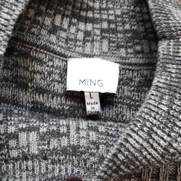 3/$10 Pattern Block Knit Asymmetrical Wool Crew Neck 3/4 Sleeve Cozy Sweater - Picture 5 of 6